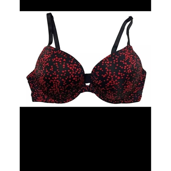 NWT Victorias Secret Push Up Bra Size 38DDD Black Red Hearts Convertible Straps - Picture 3 of 5
